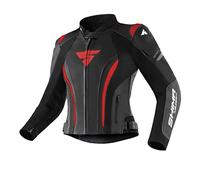 SHIMA Miura 2.0 Motorbike Jacket - Leather, women, sport jacket with back, elbows, shoulders protectors, perforated leather, for 2-piece suit (32, Black/Red)
