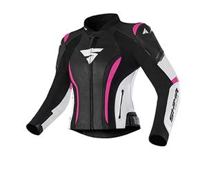 SHIMA Miura 2.0 Motorbike Jacket - Leather, women, sport jacket with back, elbows, shoulders protectors, perforated leather, for 2-piece suit (32, Pink)