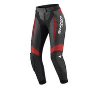 SHIMA Miura 2.0 Motorbike Pants - Leather, Womens, Sport Pants with HIPS & Knees Protectors, Perforated Leather, Elastic Panels, for 2-Piece Suit (40, Black/Red)