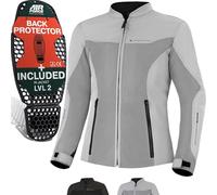 SHIMA OpenAir Motorbike Jackets for Women AirForce Back Protector Armour Riding Motorcycle Jacket Summer Mesh Bikers Ventilated Lightweight Armoured Textile Motorcycles (Womens, Grey, M)