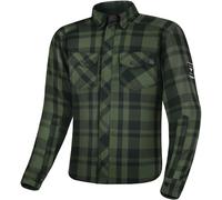 SHIMA RENEGADE MEN 2 Motorcycle Shirt for Men Armored Plaid Biker Flannel Jacket with Kevlar by DuPont layer, Back, Shoulder, Elbow Protectors, Zipper and Snap Closure (Green, L)