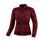 SHIMA RENEGADE LADY 2 Motorcycle Shirt for Women Armored Plaid Biker Flannel Jacket with Kevlar by DuPont layer, CE Back, Shoulder, Elbow Protectors, Zipper Closure (Red, XXL)