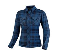 SHIMA RENEGADE LADY 2 Motorcycle Shirt for Women Armored Plaid Biker Flannel Jacket with Kevlar by DuPont layer, CE Back, Shoulder, Elbow Protectors, Zipper Closure (Blue, L)