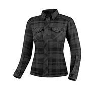 SHIMA RENEGADE LADY 2 Motorcycle Shirt for Women Armored Plaid Biker Flannel Jacket with Kevlar by DuPont layer, CE Back, Shoulder, Elbow Protectors, Zipper Closure (Black, XS)