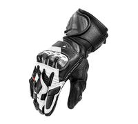 SHIMA RS-3 Motorbike Gloves Men Leather Long Summer Biker Armoured Protectors Motorcycle Perforated Ventilated Reinforced Touchscreen Motorsport Glove Racing Motorbikes (Mens, White, XL)