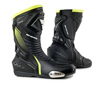 SHIMA RSX-6 Men, Motorbike Boots for Men | Reinforced Leather Mens Biker Boots with Side Zipper, Ankle Support, Anti-Slip Sole, Gear Shift Handle (Fluo, 7,5)