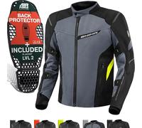 SHIMA RUSH Motorbike Jackets for Men AIRFORCE Back Protector Armour Riding Motorcycle Jacket Summer Winter Bikers Waterproof Lightweight Armoured Motorcycles (Mens, Jacket Vented, Fluo, L)