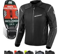 SHIMA RUSH Motorbike Jackets for Men AIRFORCE Back Protector Armour Riding Motorcycle Jacket Summer Winter Bikers Waterproof Lightweight Armoured Motorcycles (Mens, Jacket Regular, Black, XXL)