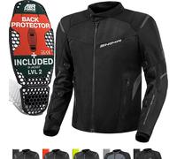 SHIMA RUSH Motorbike Jackets for Men AIRFORCE Back Protector Armour Riding Motorcycle Jacket Summer Winter Bikers Waterproof Lightweight Armoured Motorcycles (Mens, Jacket Vented, Black, M)