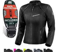 SHIMA RUSH Motorbike Jackets for Women AIRFORCE Back Protector Armour Riding Motorcycle Jacket Summer Winter Bikers Waterproof Lightweight Armoured Motorcycles (Womens, Jacket Regular, Black, XL)