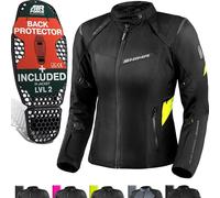 SHIMA RUSH Motorbike Jackets for Women AIRFORCE Back Protector Armour Riding Motorcycle Jacket Summer Winter Bikers Waterproof Lightweight Armoured Motorcycles (Womens, Jacket Regular, Fluo, XXL)