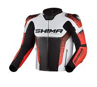 SHIMA STR 2.0 Motorbike Jacket - Leather, sport jacket with back, elbows, shoulders protectors, perforated leather, for 2-piece suit (54, Red Fluo)