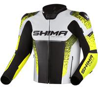 SHIMA STR 2.0 Motorcycle Leather Jacket, black-white-yellow, size 48 for Men