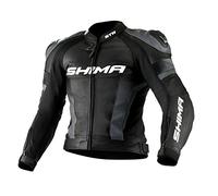 SHIMA STR JACKET BLACK, Leather Motorbike Racing Perforated Sport Motorcycle Suit - jacket (Sizes: 46-56)