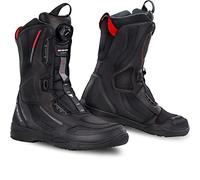 SHIMA STRATO Motorcycle Boots for Men - Vented, Reinforced Lightweight Long Biker Riding Boots with ATOP Fast-Closure System, Ankle Protection, Non-slip Sole, Reflective Panels (Black, 8)