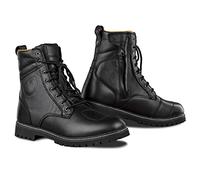 SHIMA THOMSON, Motorbike Boots for Men | Reinforced Leather Mens Biker Boots with Side Zipper, Ankle Support, Anti-Slip Sole, Gear Shift Handle (Black, 8)