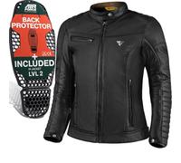 SHIMA WINCHESTER 2.0 Motorcycle Jacket for Women Classic Leather Biker Jacket with CE Back, Shoulder, Elbow Protectors, reinforced double seams (Womens, Black, M)