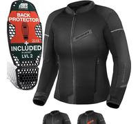 SHIMA X-MESH Motorbike Jackets for Women AIRFORCE Back Protector Armour Riding Motorcycle Jacket Summer Mesh Bikers Ventilated Lightweight Armoured Textile Motorcycles (Womens, Black, S)