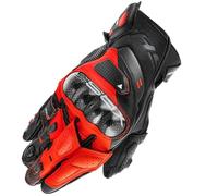 SHIMA XRS-3 Motorbike Gloves Men Leather Short Sport Biker Armoured Protectors Motorcycle Perforated Ventilated Reinforced Touchscreen Motorsport Glove Racing Motorbikes (Mens, Red Fluo, M)