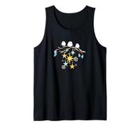 Shimaenaga Birds | Enjoy Winter Decorations | Wild Birds from Japan | Hokkaido White Birds | Snowflakes Tank Top