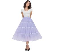 Shimaly Women's 4 Tiers Plus Puffy Petticoat 31" Midi Underskirt tea length Crinoline Tulle Petticoat Half Slip