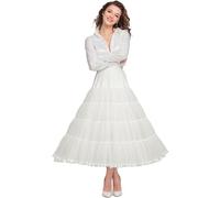 Shimaly Women's 4 Tiers Plus Puffy Petticoat 32" tea length Underskirt Midi Crinoline Tulle Petticoat Half Slip, Ivory, M-L
