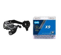 Shimano Acera RDM370 Altus SGS Rear Derailleur Black 9 Speed KMC Unisexs X9 Chain Grey 114 Link