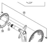Shimano FC-M590 double gear fixing bolts and nuts, M8 x 8.5 mm