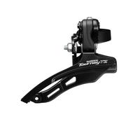 Shimano FD-TZ500 6-speed MTB front derailleur, down swing, top pull, 31.8mm, 66-69, 42T
