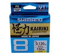 Shimano Kairiki 8, 150 metres, 0.22mm, 20.8/45.86lbs, yellow, 8 times braided fishing line, 59WPLA58R36