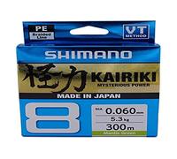 SHIMANO Kairiki 8, 300 metres, 0.2mm, 17.1/37.7lbs, Mantis Green, 8 times braided fishing line, 59WPLA68R05
