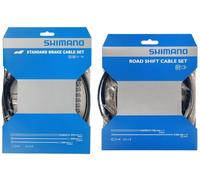 Shimano Road Bike Brake & Gear Shift Cable Set Kit - Twin Pack - Black