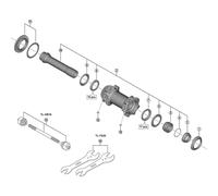 Shimano Spares HB-MT900-BS complete hub axle, 110 mm