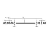 Shimano Spares FH-TY500 complete hub axle for nut type, 185 mm
