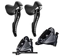 Shimano Ultegra R8020 Hydraulic Disc STI Levers & R8070 Flat Mount Disc Brake Set - 11 Speed - Grey / Pair / 11 Speed