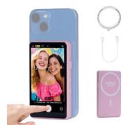 Shimbol P4 Pink, 4" Touch Screen Wireless Vlog Selfie Phone Monitor | Reverse Control for iPhone 17/16/15/14/13/Pro/Pro Max/Plus Magnetic Snap-On, Built-in Speaker, Compatible with Android