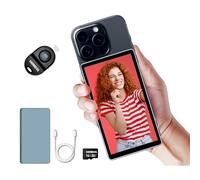 Shimbol Snambol CP5 5" Touch Screen Rear Camera Selfie Monitor Alloy Shell 1080P iPhone Mini Monitors for iPhone Android Phone Vlogging with Magnetic Gray Silicone Case, Bluetooth Remote