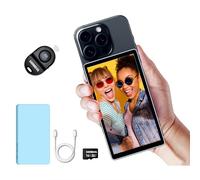 Shimbol Snambol CP5 5" Touch Screen Rear Camera Selfie Monitor Alloy shell 1080P iPhone Mini Monitors for iPhone Android Phone Vlogging with Magnetic Blue Silicone Case, Bluetooth Remote