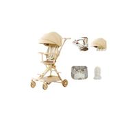 Shimely Baby Stroller,Music Tray + Protective Mat + Four-Season Mat,Easy to Fold,Equipped with A Large Shopping Basket, Suitable for Babies Aged 0-6 Years. (Champagne Gold)