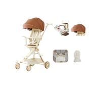Shimely Baby Stroller,Music Tray + Protective Mat + Four-Season Mat,Easy to Fold,Equipped with A Large Shopping Basket, Suitable for Babies Aged 0-6 Years. (Coral Brown)