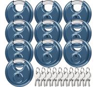 Shimeyao 10 Pcs Disc Padlocks Keyed Alike, 2-3/4 Inch Wide, Stainless Steel Round Storage Unit Lock with Same Key, Heavy Duty Waterproof & Rustproof Storage Lock for Sheds, Garages(Gray Green)