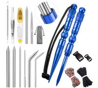 Shimeyao 12 Pcs 2025 Update Paracord FID Knotter Tools Set Stainless Steel Marlinspike Set Stitching Lacing Needles Smoothing Knotter Tools for Marlinspike Paracord Leather Other Cords(Blue)
