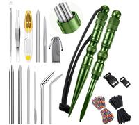 Shimeyao 12 Pcs 2026 Update Paracord FID Knotter Tools Set Stainless Steel Marlinspike Set Stitching Lacing Needles Smoothing Knotter Tools for Marlinspike Paracord Leather Other Cords(Army Green)