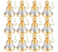 Shimeyao 12 Pcs Indian Brass Pooja Bell Set with Hanging Screw Hook Traditional Hindu Prayer Hand Bell Religious Diwali Wedding Return Gift for Divine Blessing Home Decor Ceremony Party Favor