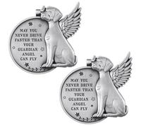Shimeyao 2 Pcs Christian Guardian Dog Angel Visor Clip Car Visor Clip Bless Travel Safely Visors Clips Car Sun for Parent, Friend, Truck Driver Christian Gift Accessories