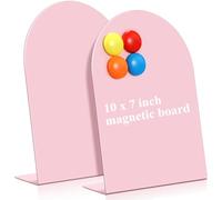 Shimeyao 2 Pcs Pink Magnetic Bulletin Board for Tabletops with 8 Magnets 10x7 Inch Memo Display Easel Stand for Home Office School Kitchen Table Supplies (Arched)