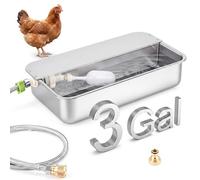 Shimeyao 3 Gallon Automatic Chicken Water Dispenser 304 Stainless Steel Large Capacity Self Filling Poultry Waterer for Hens Ducks Livestock Sturdy Gravity Fed with Float Valve Drinking Bowl