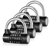 Shimeyao 4 Pcs 5 Letter Combination Lock Heavy Duty Gym Locker 5 Digit Word Keyless Resettable Metal Lock for College Gym Toolbox Hasp Cabinet (Letter,Black)