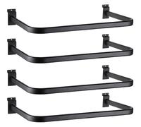 Shimeyao 4 Pcs U Shaped Handrail for Slatwall 24 Inch Oval Tubing Handrail Metal Slat Wall Accessory for Retail Displays Bracket Clothing Rack Home Use (Black)
