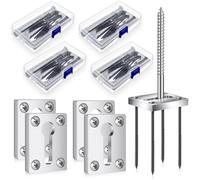 Shimeyao 4 Sets Newel Post Fastener Newel Post Mounting Kit Wood Handrail Installation Hardware Works on Finished Floors, Stairs, Ceramic Tile and Concrete, Rectangular